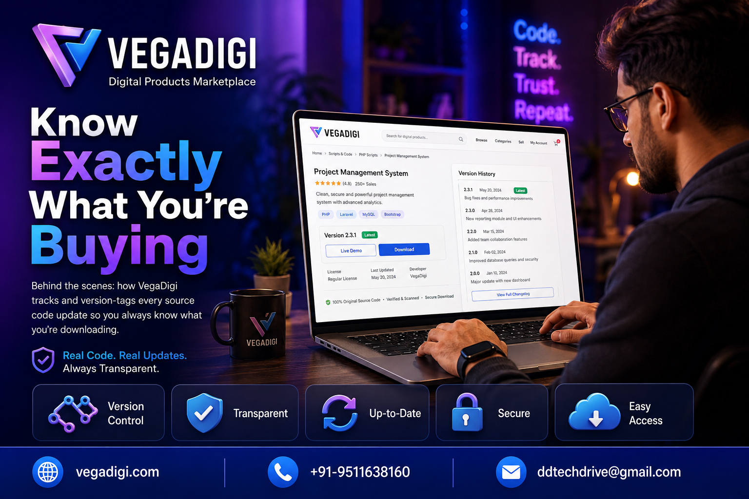 VegaDigi: Transparent Source Code Version Tracking