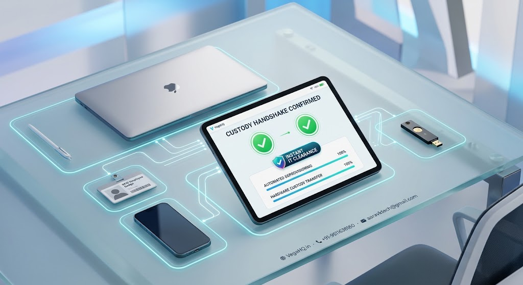 VegaHQ Dynamic Asset Return Gate: Automated Deprovisioning & Hardware Custody Handshake on Employee Device Handover