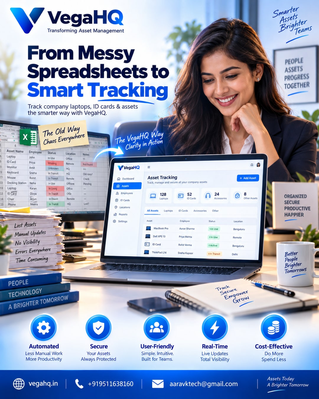 The Old Way vs VegaHQ Way: Tracking Company Laptops, ID Cards & Assets - From Messy Spreadsheets to Smart Digital Asset Tracking
