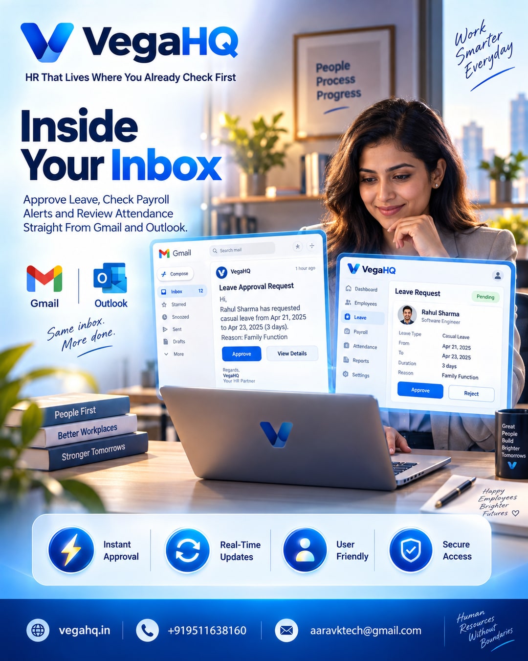 VegaHQ Inside Your Inbox: Approve Leave, Check Payroll Alerts and Review Attendance Straight From Gmail and Outlook