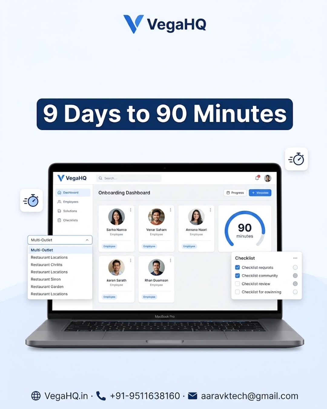How a 45-Outlet Quick-Service Restaurant Chain Cut New-Hire Onboarding From 9 Days to 90 Minutes With VegaHQ