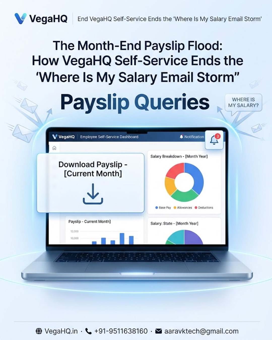 The Month-End Payslip Flood: How VegaHQ Self-Service Ends the Where Is My Salary Email Storm