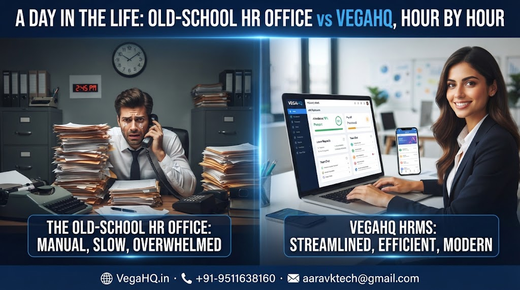 A Day in the Life: Old-School HR Office vs VegaHQ, Hour by Hour