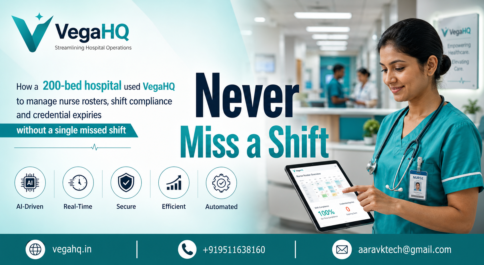 How a 200-bed hospital used VegaHQ to manage nurse rosters, shift compliance and credential expiries without a single missed shift