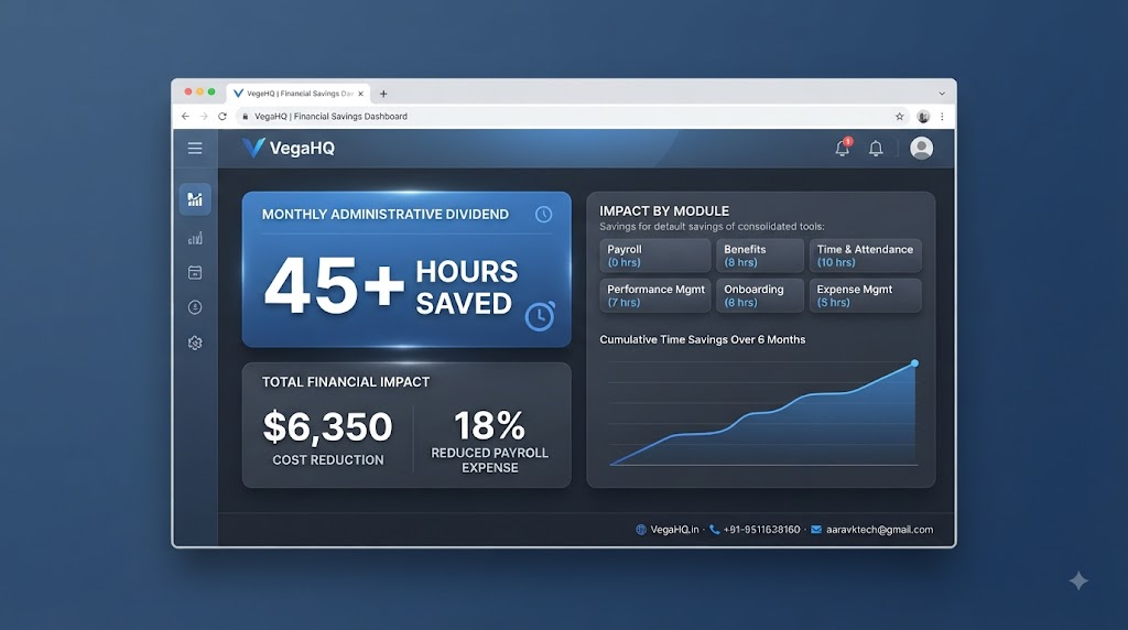 the 45-hour monthly administrative dividend: exact financial and time savings of consolidating six HR tools into vegahq
