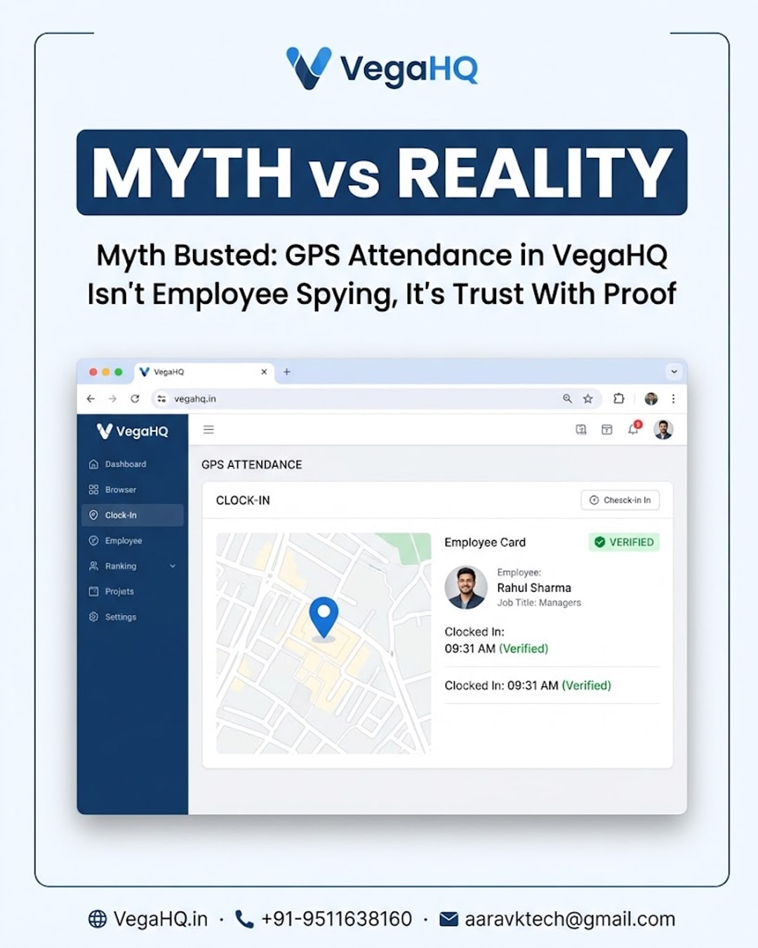 Myth Busted: GPS Attendance in VegaHQ Isn't Employee Spying, It's Trust With Proof