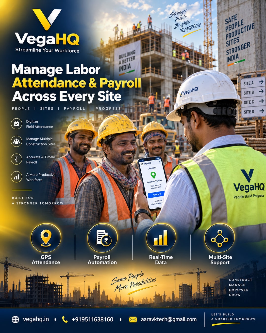 How a Multi-Site Construction Company Manages Daily-Wage Labor Attendance and Payroll with VegaHQ