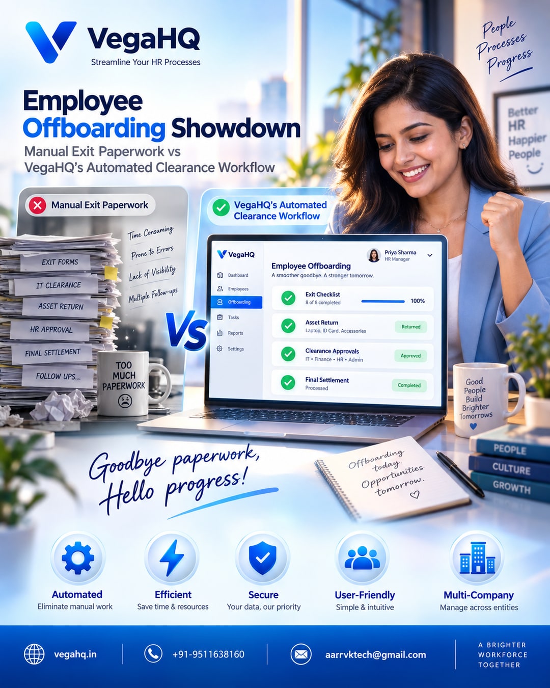 Employee Offboarding Showdown: Manual Exit Paperwork vs VegaHQ's Automated Clearance Workflow