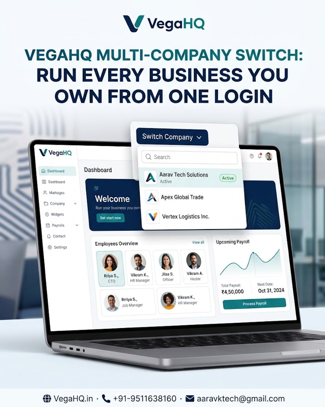 VegaHQ Multi-Company Switch: Run Every Business You Own From One Login