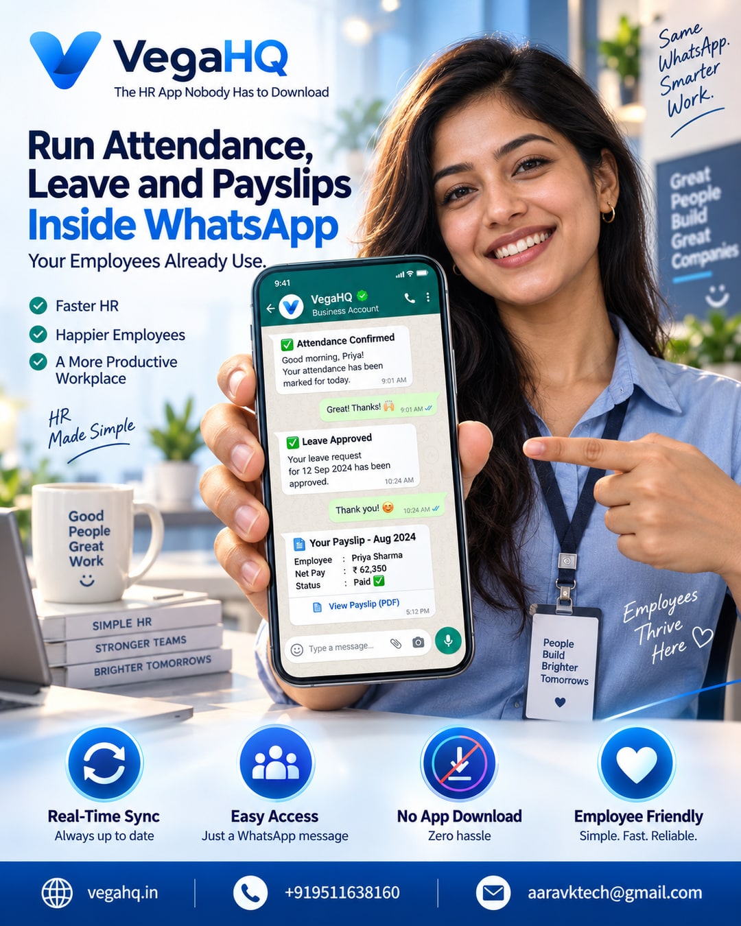VegaHQ on WhatsApp: Run Attendance, Leave and Payslips Inside the App Your Employees Already Use