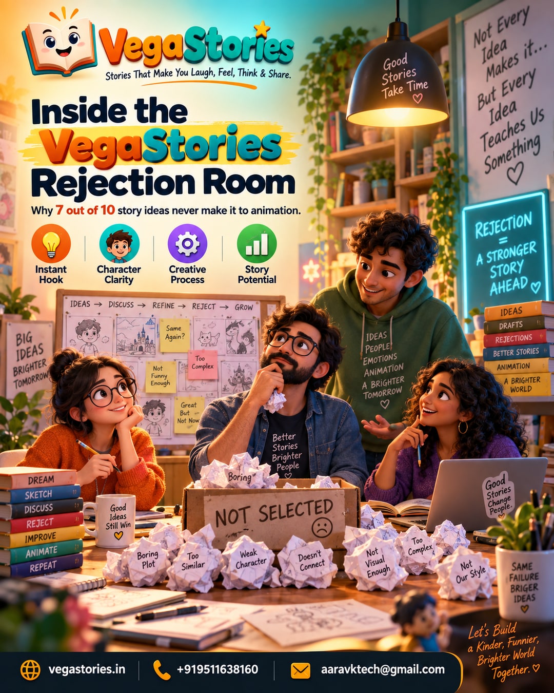 Inside the VegaStories Rejection Room: why 7 out of 10 story ideas never make it to animation