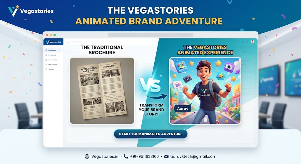 the traditional product brochure vs vegastories animated brand adventure