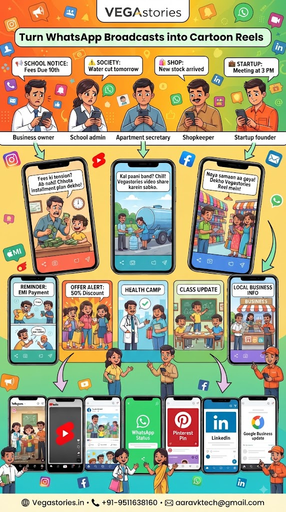 WhatsApp Broadcast to Cartoon Reel: Turn Boring Announcements into Shareable Indian Shorts