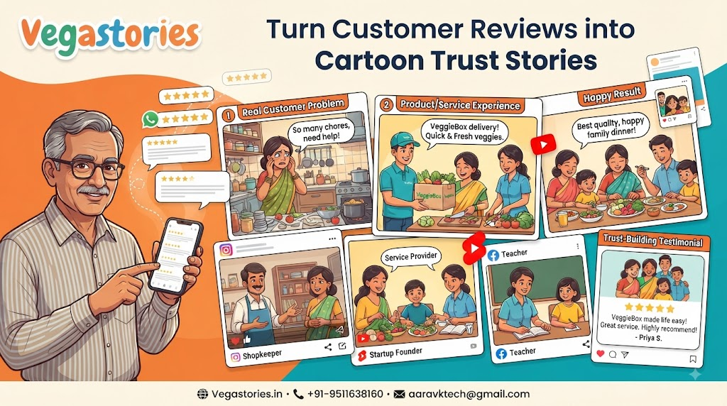 Customer Review to Cartoon Story: Turn Testimonials into Trust-Building Indian Shorts