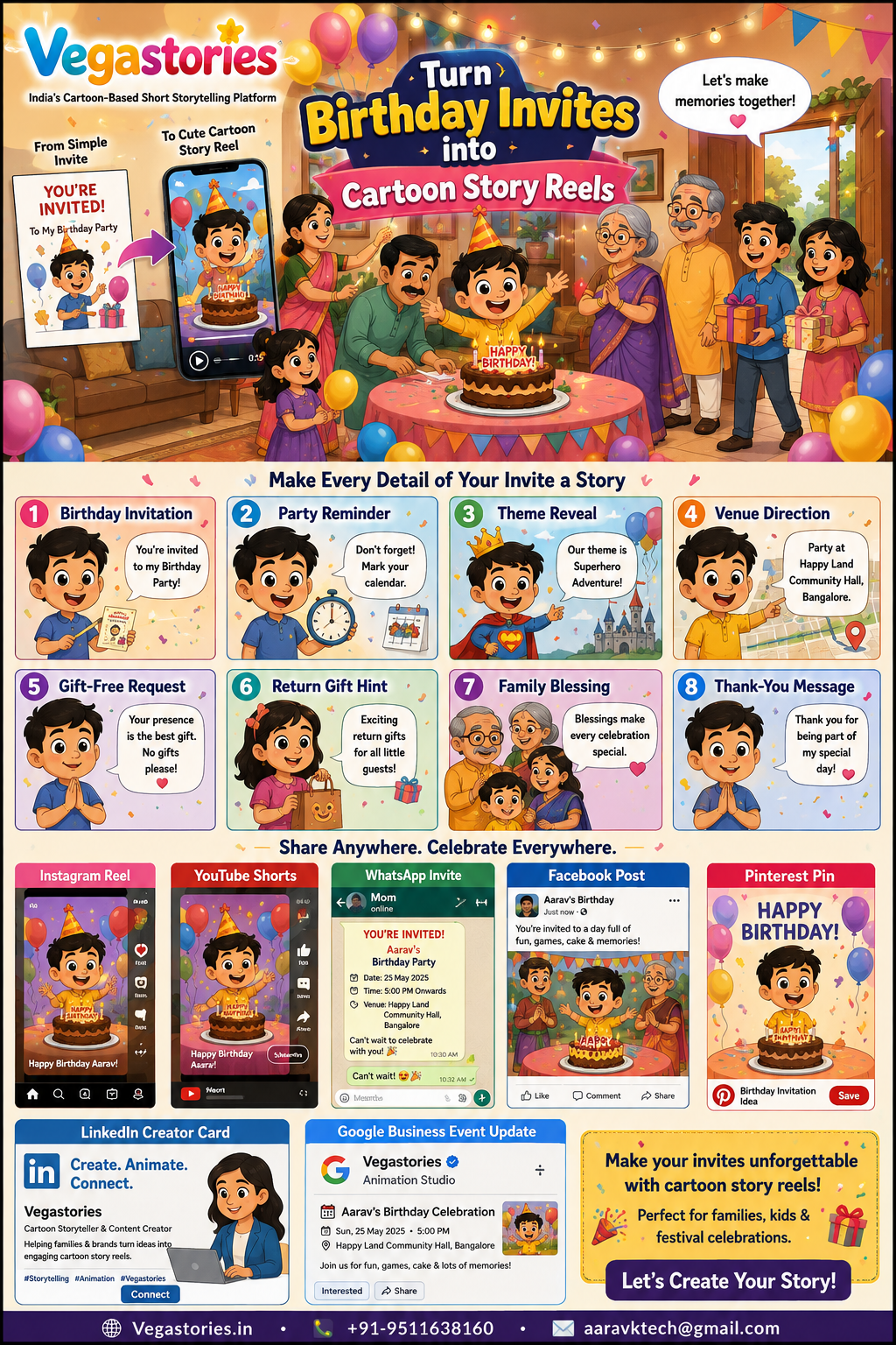 Birthday Invitation Story Reels: Turn Simple Invites into Cute Cartoon Celebrations