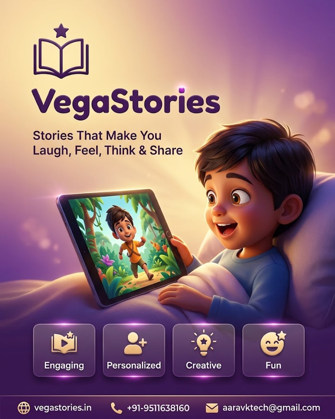 VegaStories 2032 Vision: What If Every Indian Child Got a Brand-New Bedtime Story Starring Themselves, Every Single Night?