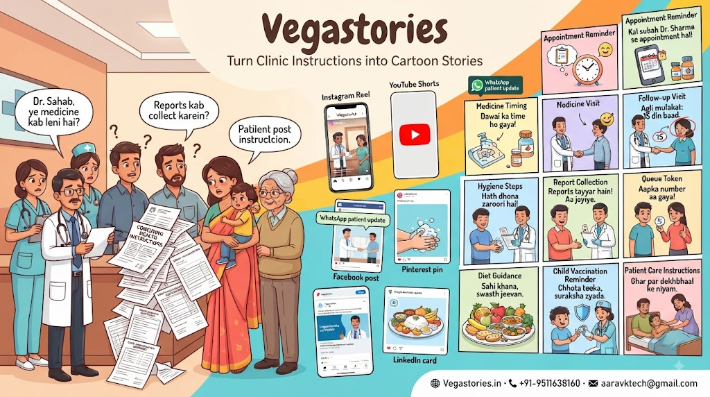 Clinic Patient Guidance Cartoon Shorts: Turn Health Instructions into Simple Indian Stories