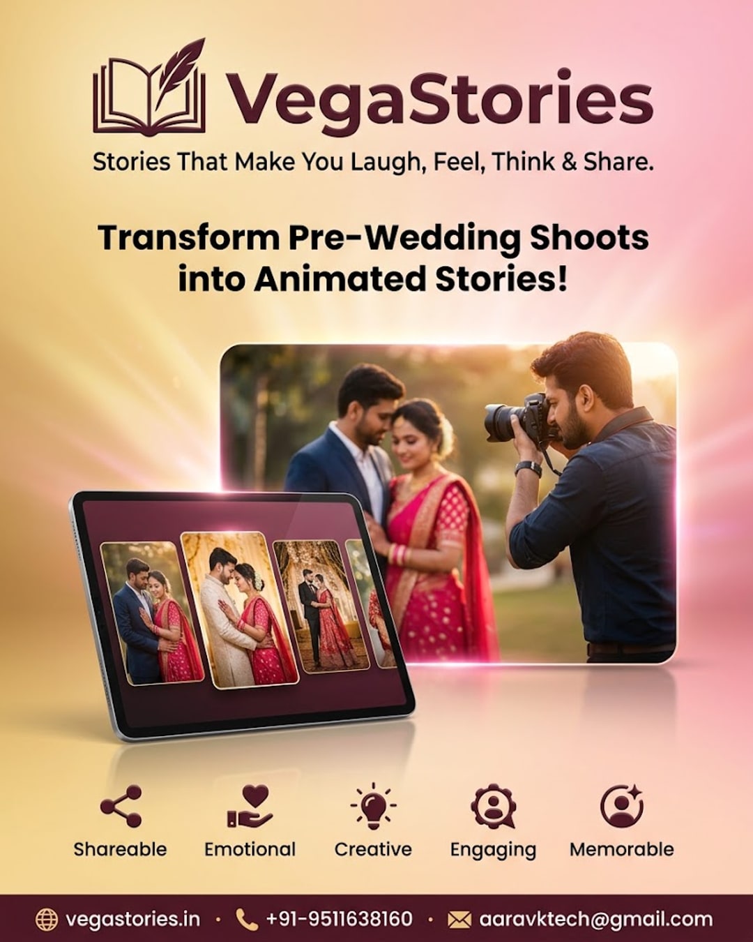 VegaStories for Wedding Photographers: Turning Pre-Wedding Shoots into Animated Story Shorts Couples Cant Stop Sharing