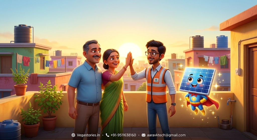 How an Indian Rooftop Solar Installer Slashed Customer Acquisition Costs by 54% and Doubled Lead Conversions with Vegastories Animated Comic Explainer Ads