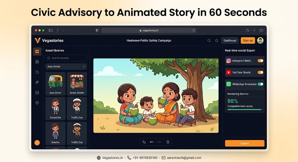 Turning Heatwave Climate Advisory Jargon into Viral 2D Chibi Animated Reels for Municipal Disaster Management