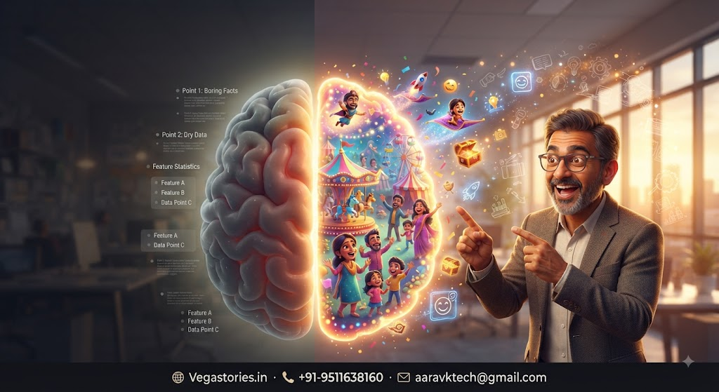 vegastories strategic insight: 83% of viewers retain product features better when communicated through visual narrative rather than bullet points