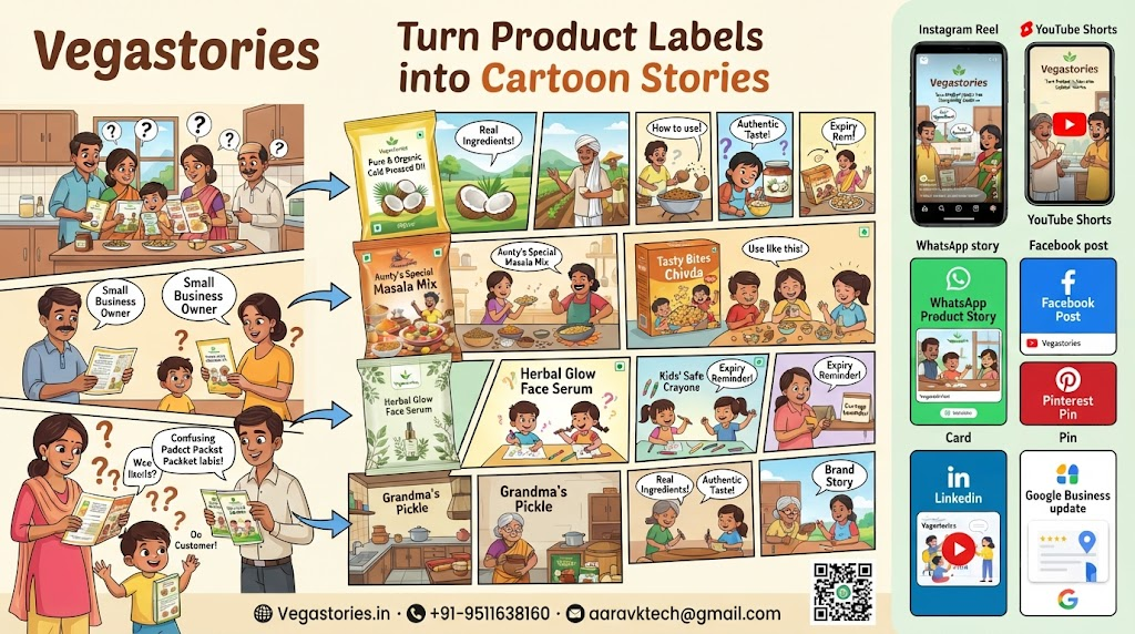 Product Label to Cartoon Explainer: Turn Packaging Details into Simple Indian Stories