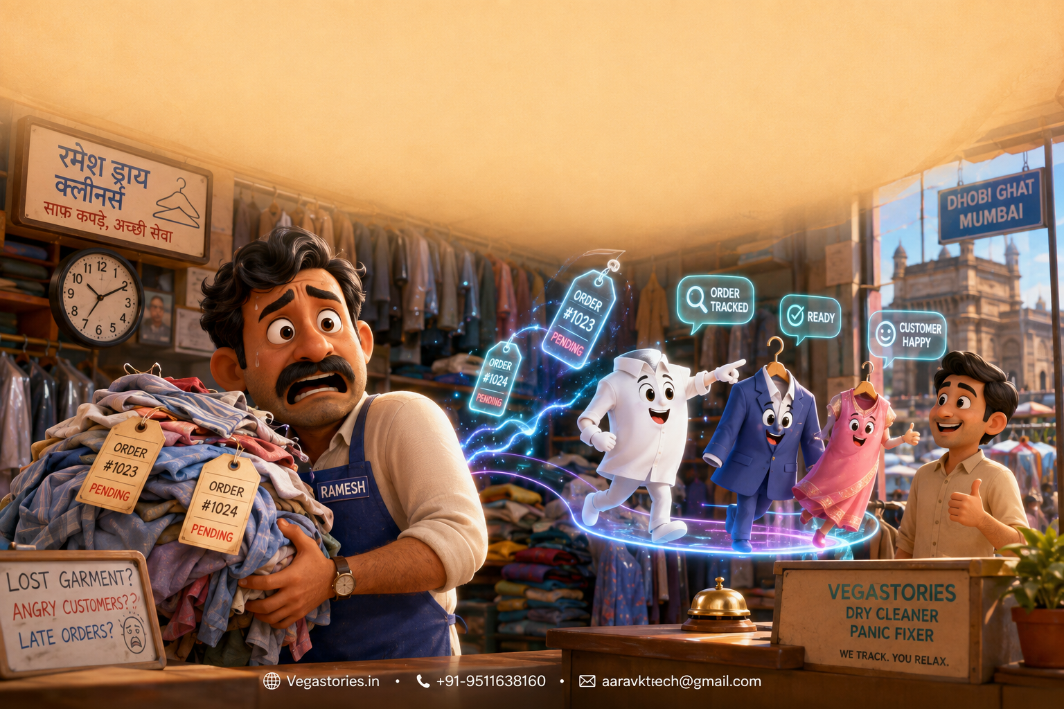 vegastories dry cleaner panic fixer: saving the laundry owner from lost-garment chaos with cartoon order tracking