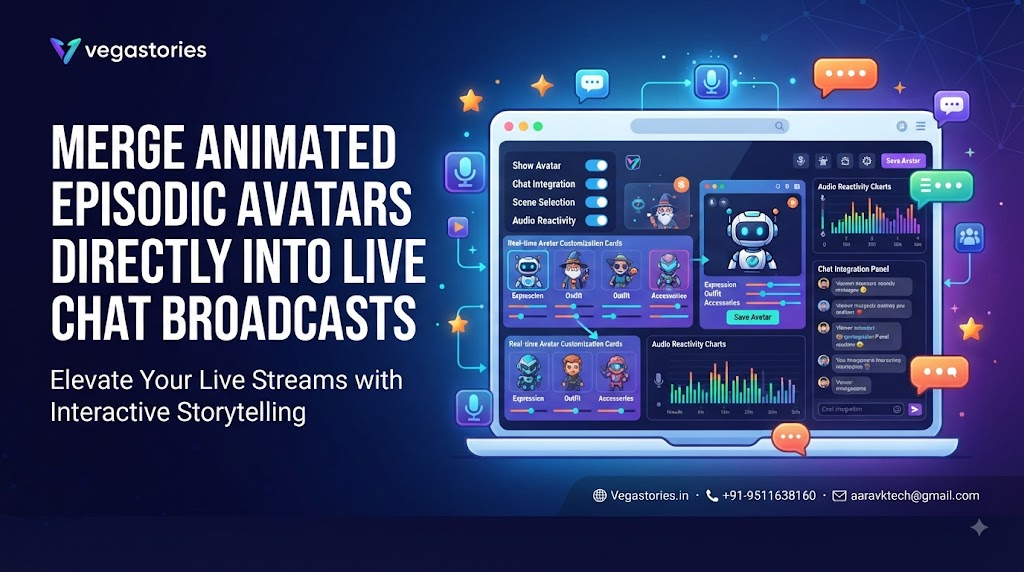 vegastories live interactive streaming overlay tool: how creators merge animated episodic avatars directly into live chat broadcasts