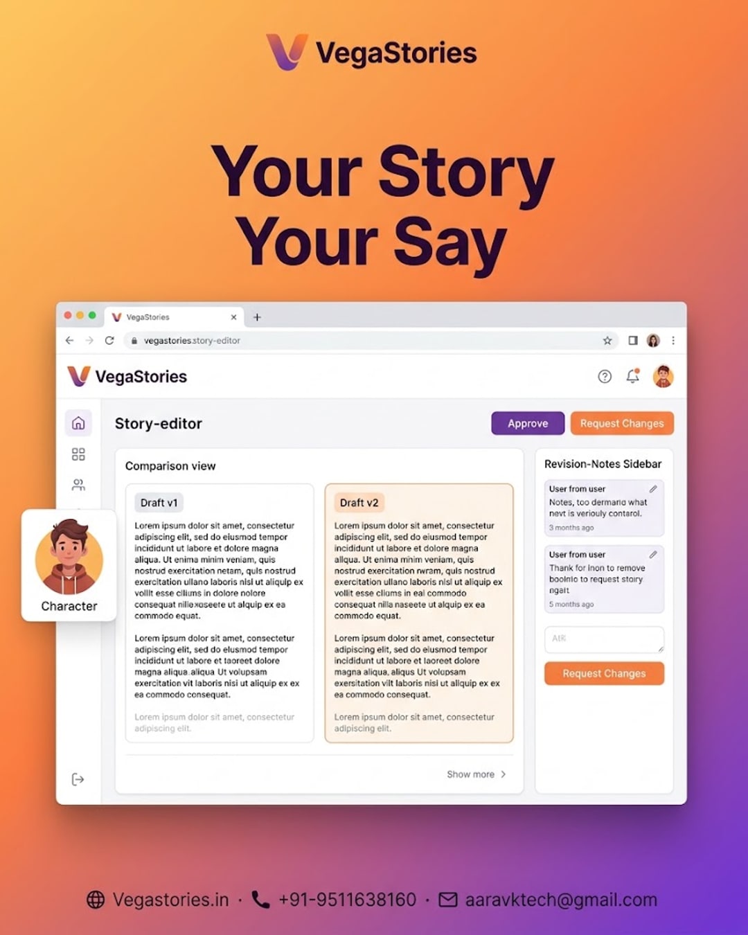 VegaStories FAQ: What if we do not like the first story draft? Explaining our revision and creative-control process