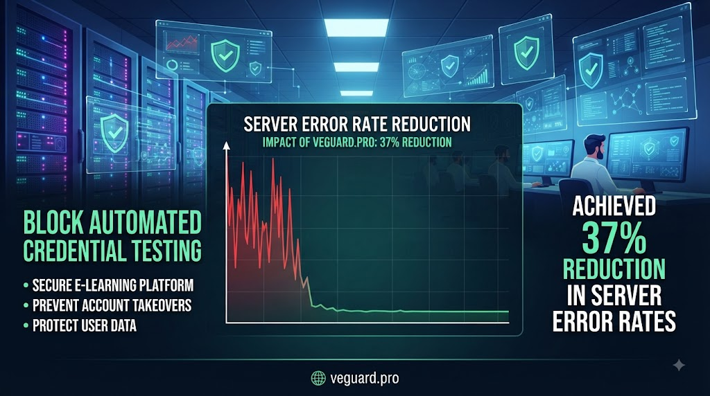 how a global e-learning platform blocked automated credential testing and reduced server error rates by 37% using veguard.pro