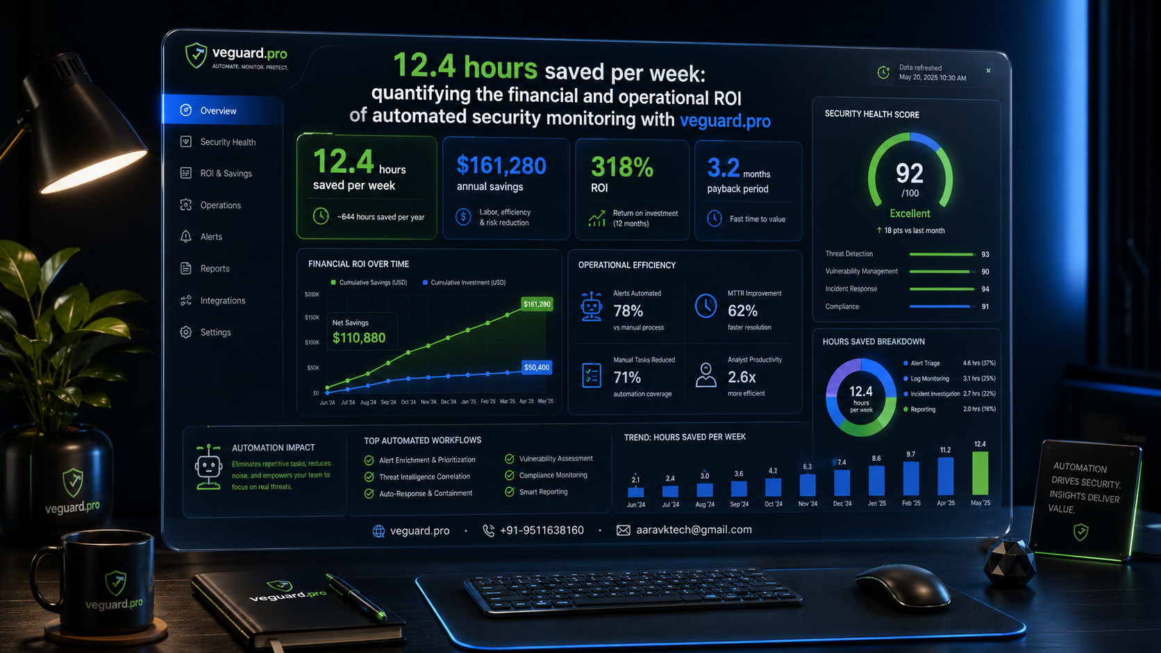 the 12.4 hours saved per week: quantifying the financial and operational ROI of automated security monitoring with veguard.pro