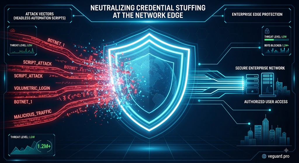 stopping enterprise credential stuffing attacks by neutralizing headless automation scripts at the network edge