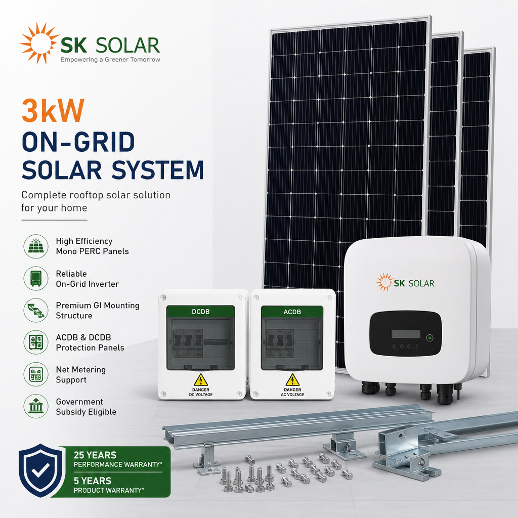 Rooftop Solar Panel System (3kW On-Grid)